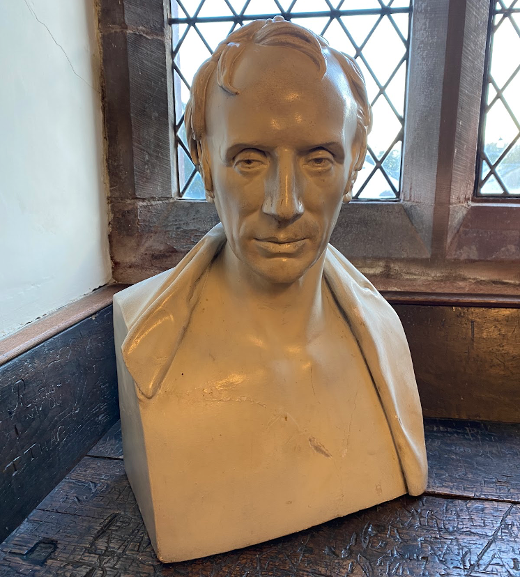 Photograph of a plaster bust of William Wordsworth - head to breast. 